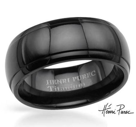 8mm WIDE SOLID BLACK TITANIUM BAND RING-sz9